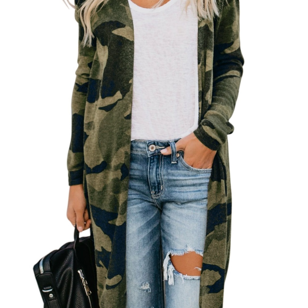 🐒 LAST ONE🐒Camo  Duster Cardigan! Fabulous - Picture 2 of 8
